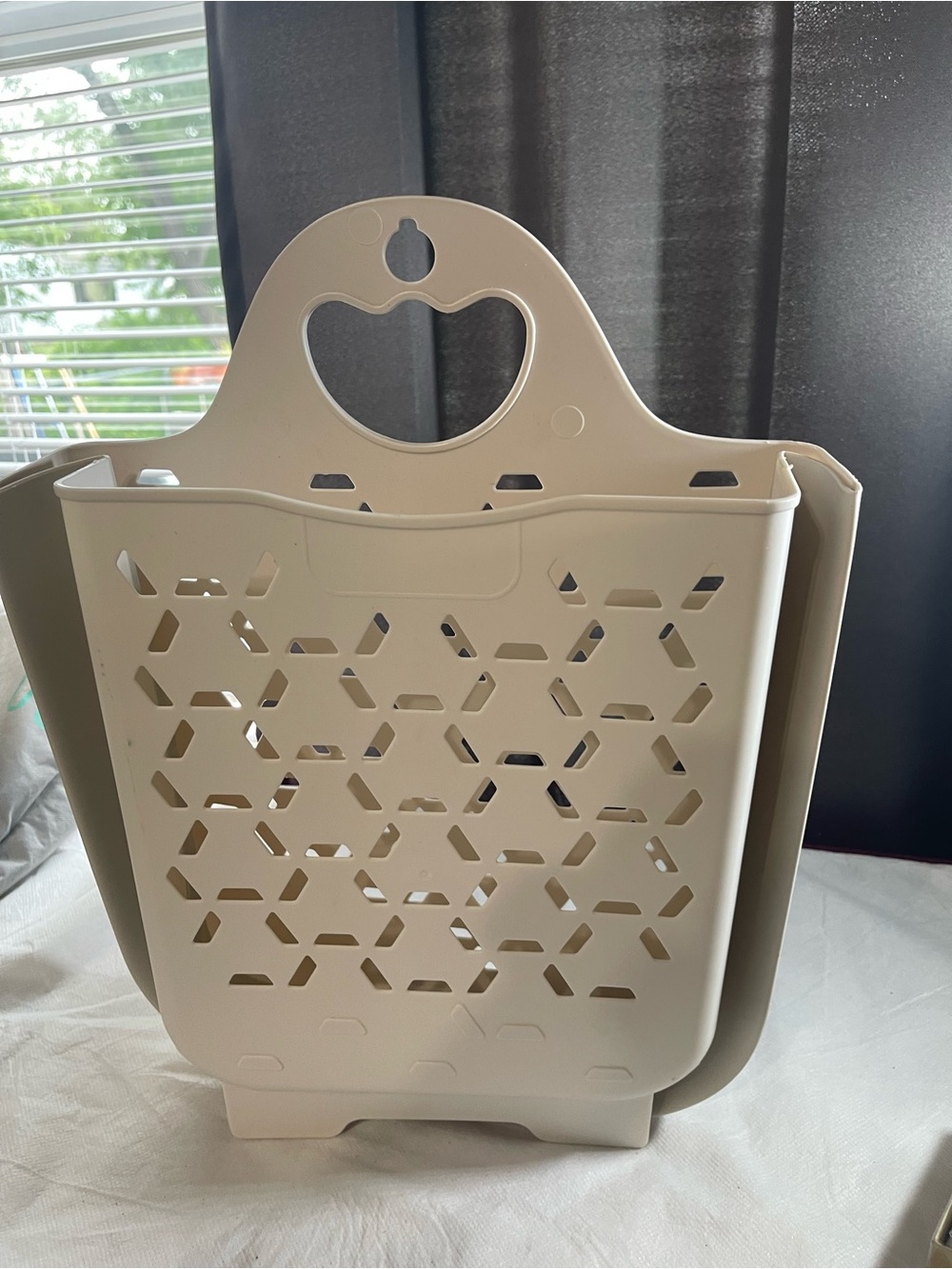 Neutral Beige Plastic Hanging Storage Basket